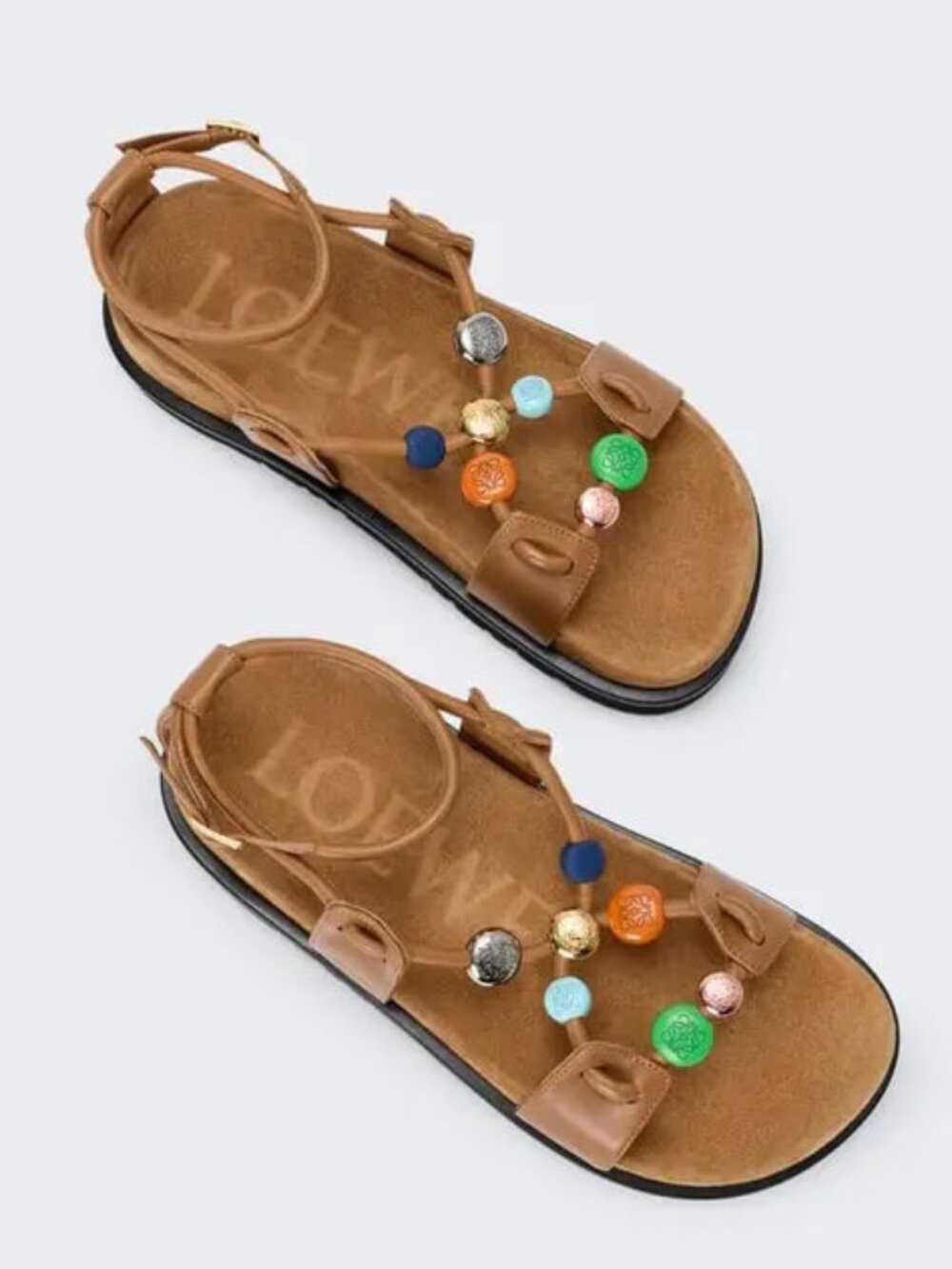 Loewe NWOT pebble fussbett leather sandals - camel 38